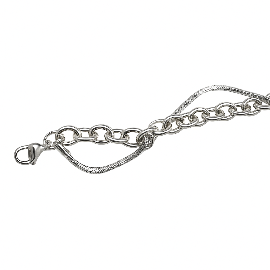 SILVER DOUBLE CHAIN BRACELET