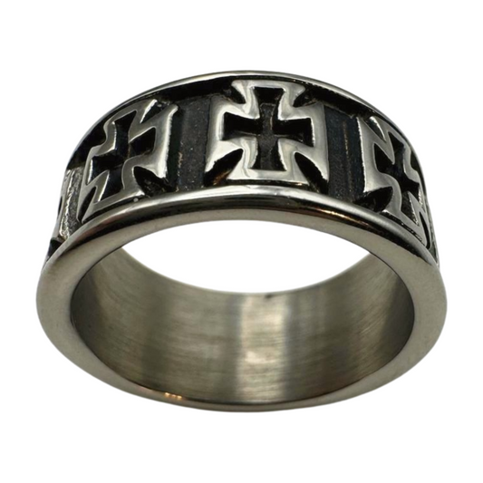 Silver cross ring