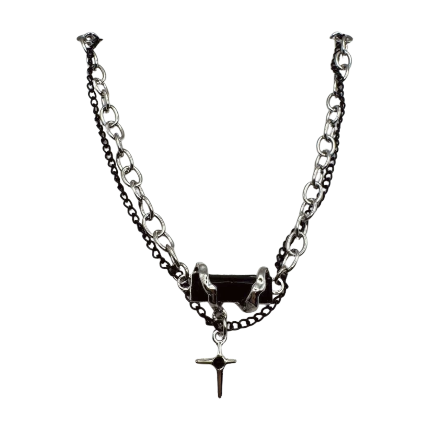 SILVER OBSIDIAN CYBER NECKLACE