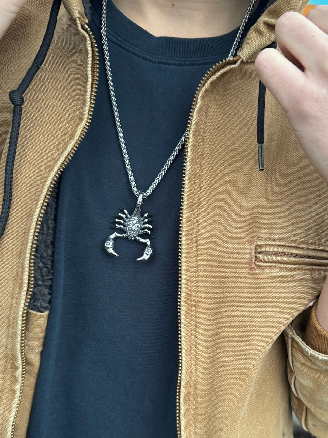 SILVER SCORPION NECKLACE