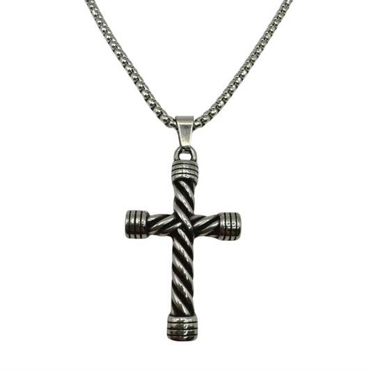 SILVER TWISTED CROSS CHAIN