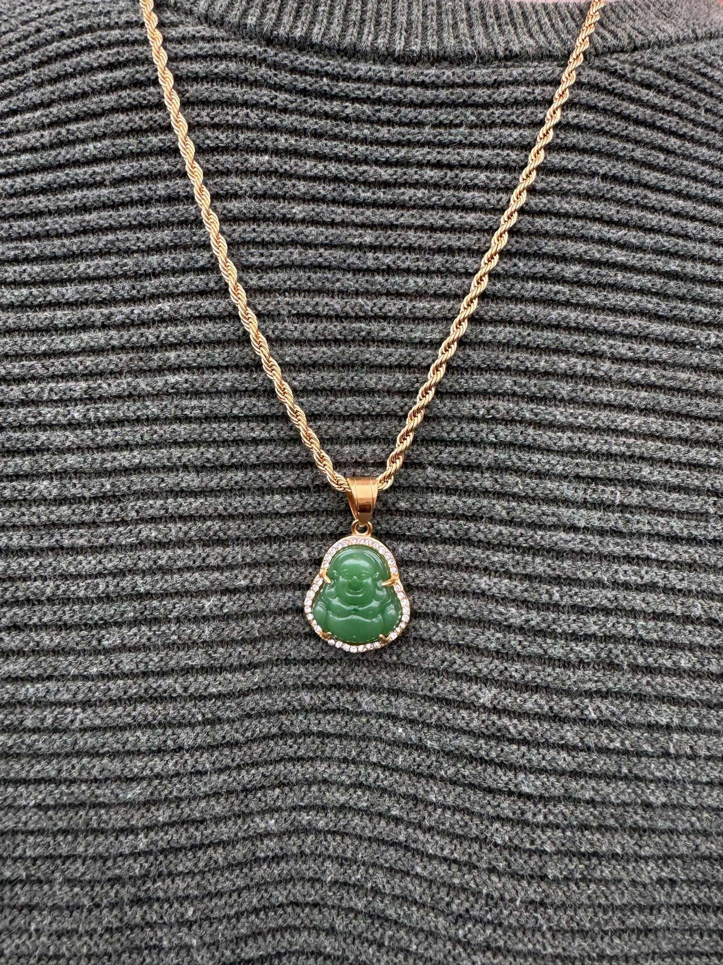 GREEN BHUDDA GEMSTONE CHAIN