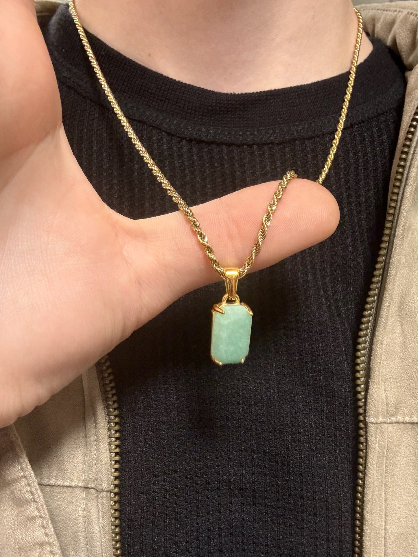 GOLD JADE GEMSTONE NECKLACE
