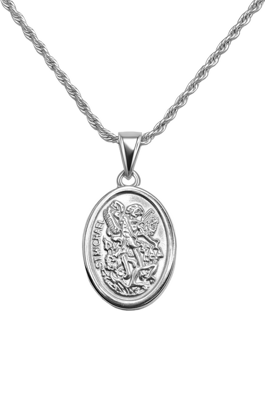 SILVER SAINT MICHEAL NECKLACE