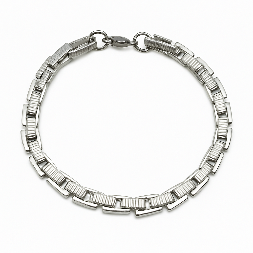 SILVER RECTANGLE LINK BRACELET