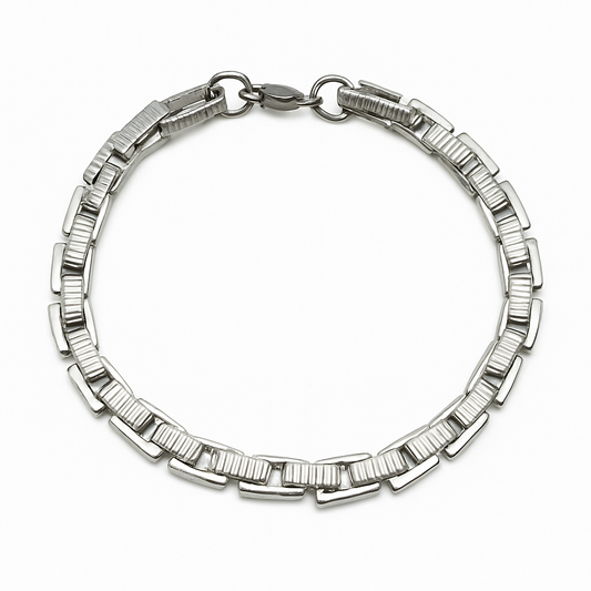 SILVER RECTANGLE LINK BRACELET