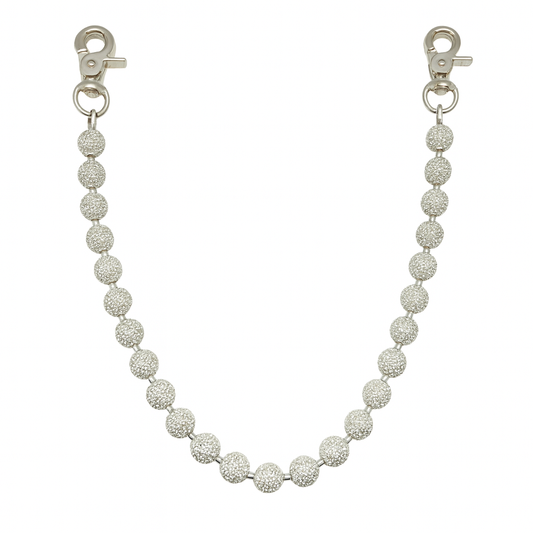 WHITE BEADED CYRTSAL BELT CHAIN