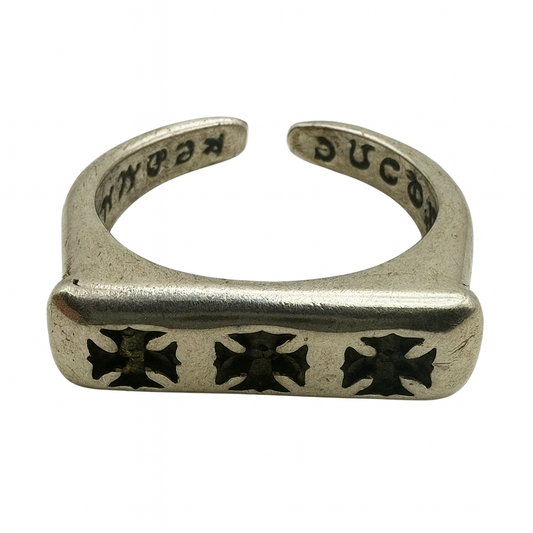SILVER TRIPLE CROSS RING