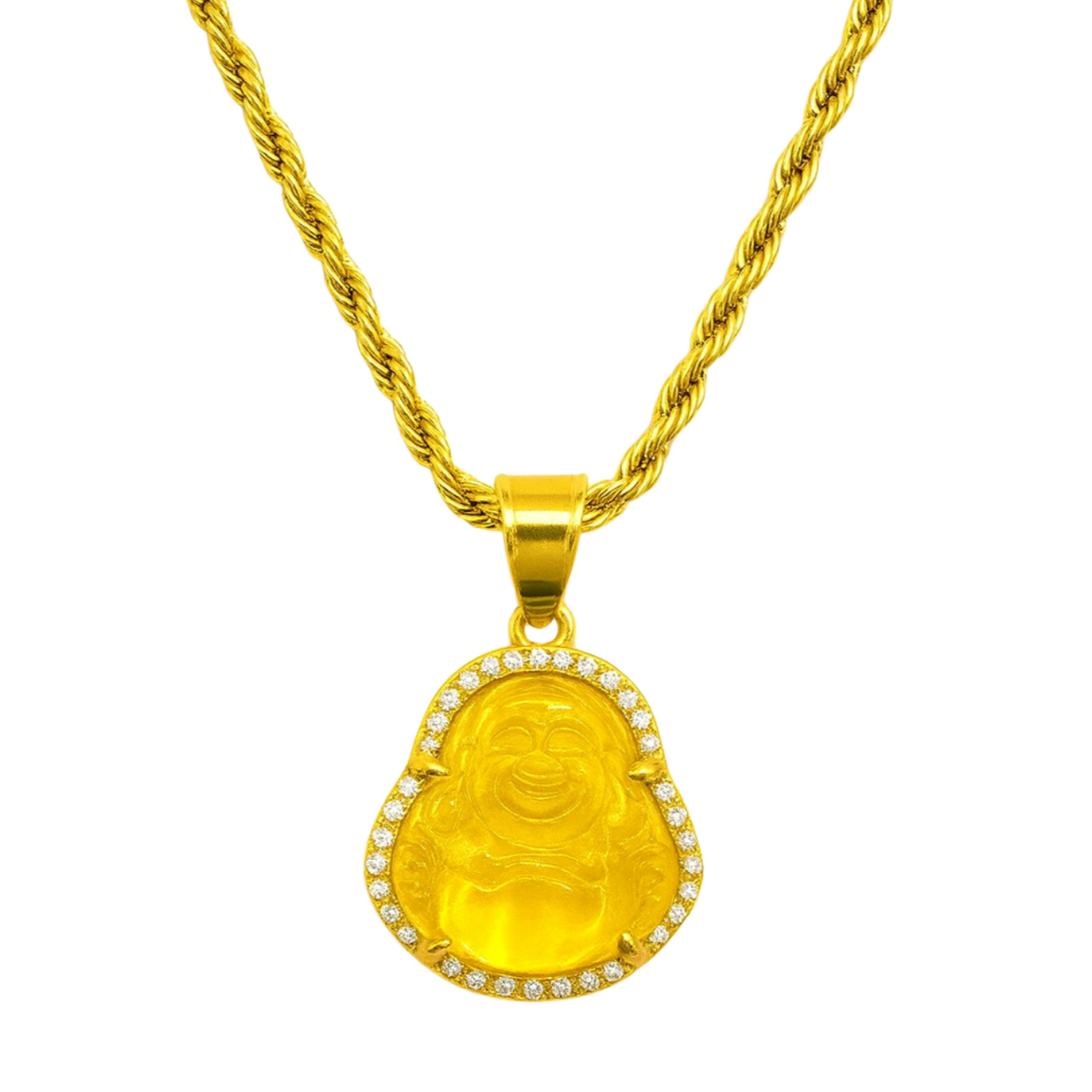 YELLOW BHUDDA GEMSTONE CHAIN