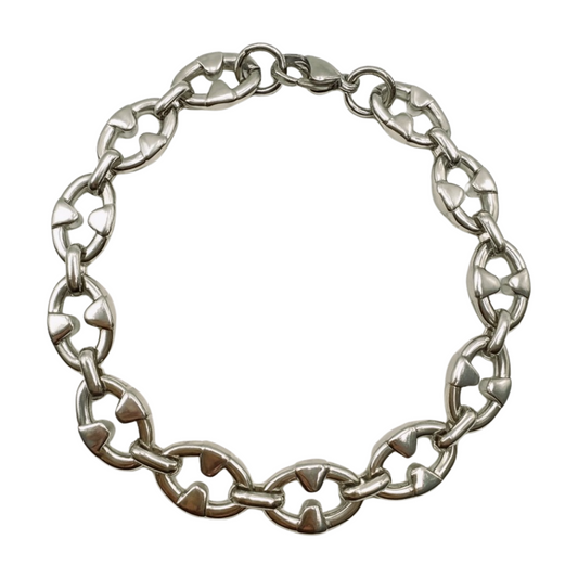 SILVER OVAL CLAW BRACELET