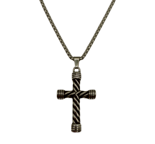 SILVER TWISTED CROSS CHAIN