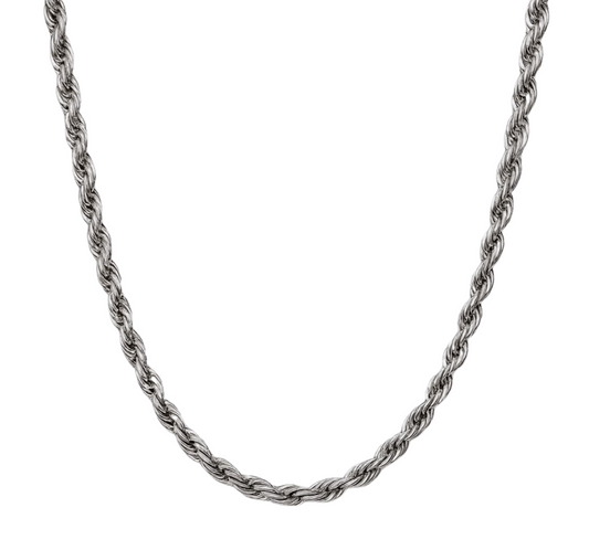 SILVER ROPE CHAIN NECKLACE