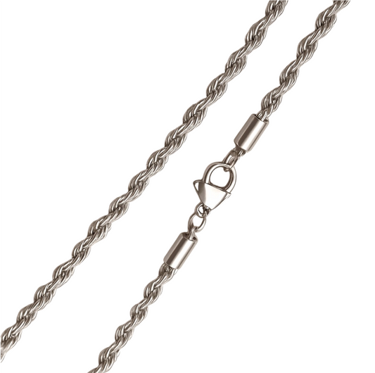 SILVER ROPE CHAIN NECKLACE