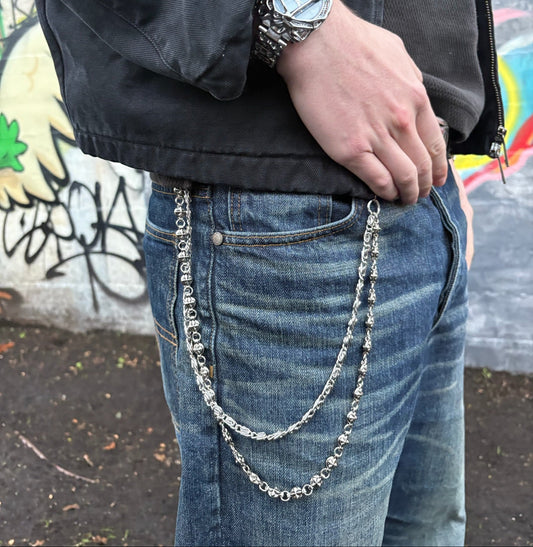 SILVER CHROME DOUBLE CHAIN BELT
