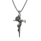 SILVER ROSE CROSS NECKLACE