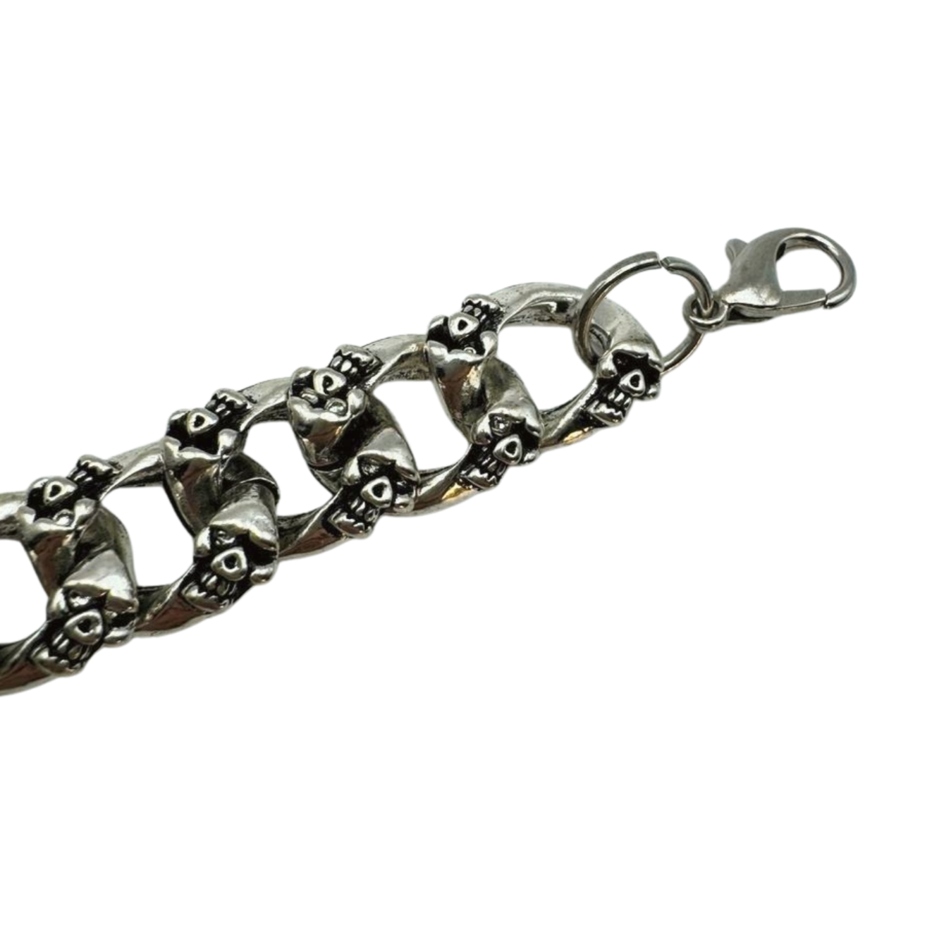 SILVER SKULL CUBAN BRACELET