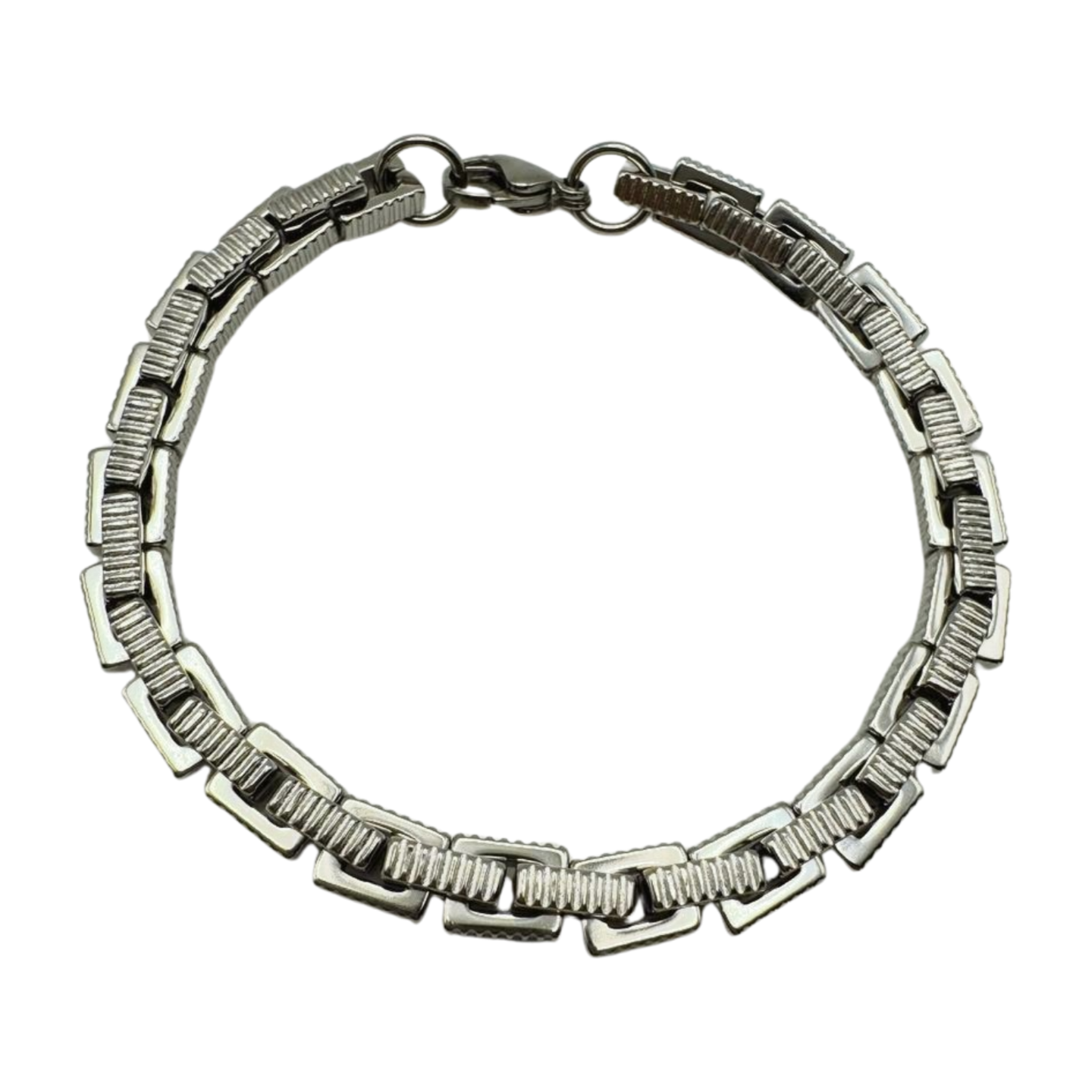 SILVER RECTANGLE LINK BRACELET