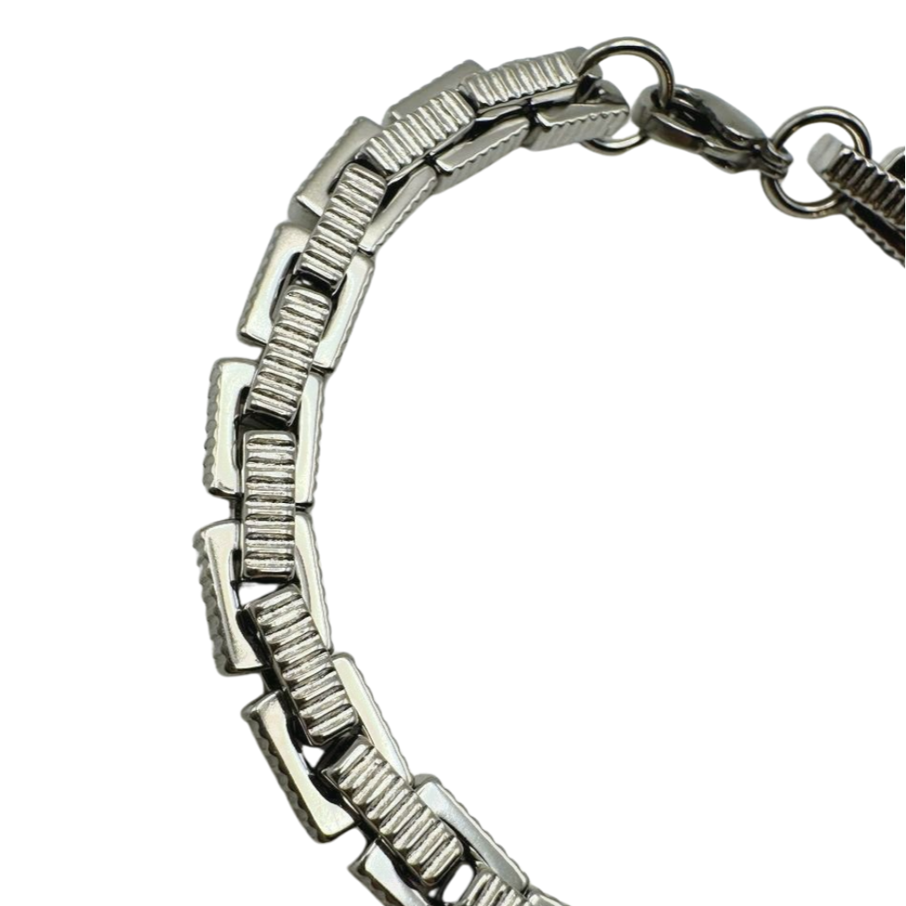 SILVER RECTANGLE LINK BRACELET