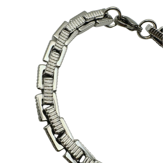 SILVER RECTANGLE LINK BRACELET