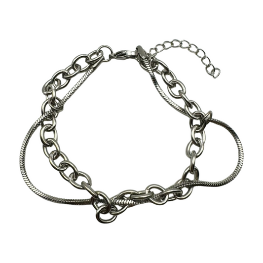 SILVER DOUBLE CHAIN BRACELET