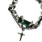 SILVER EMERALD CYBER BRACELET