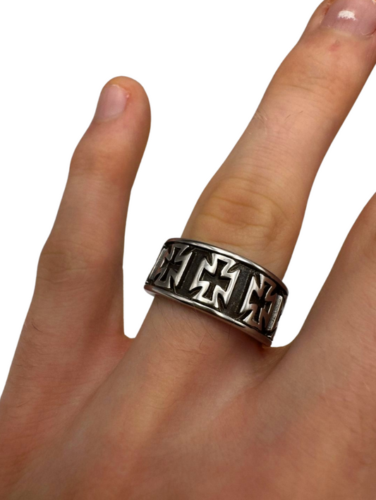 SILVER CROSS RING