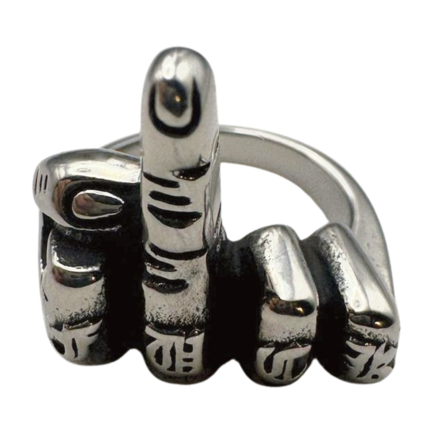 Silver middle finger ring