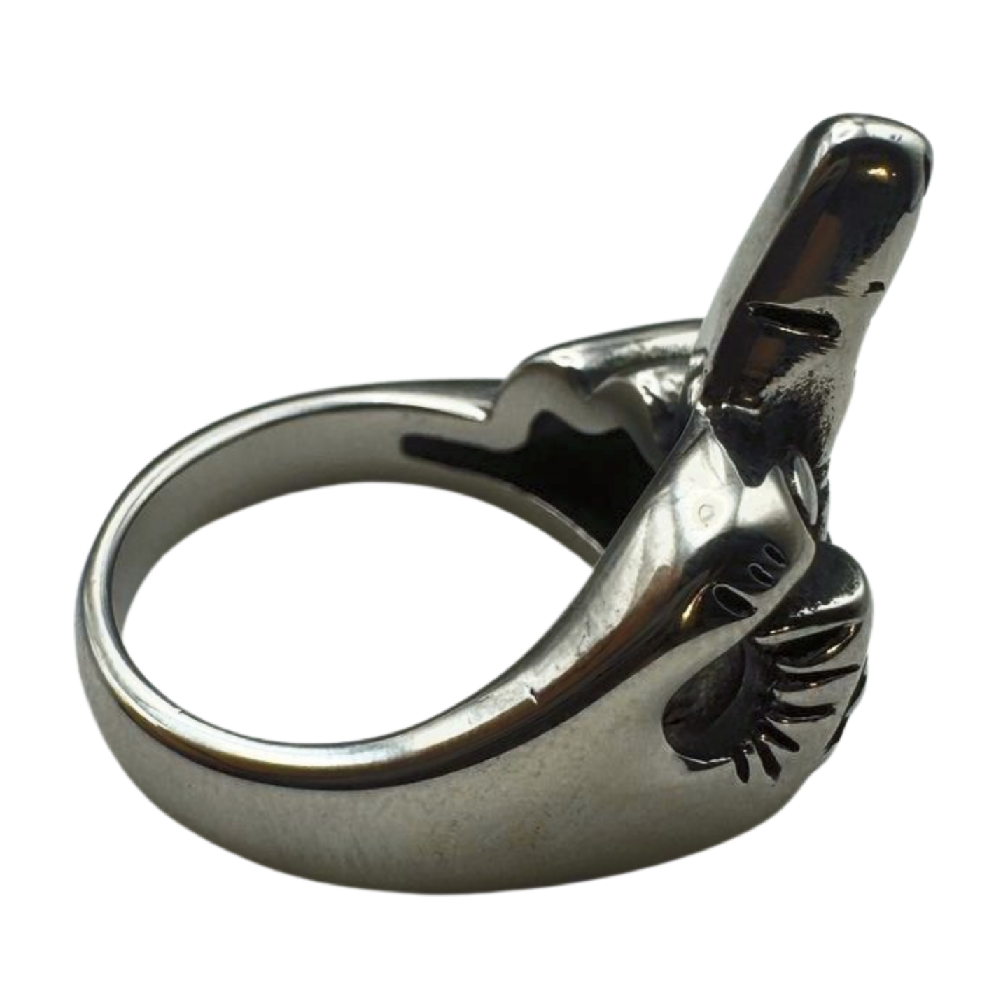 Silver middle finger ring
