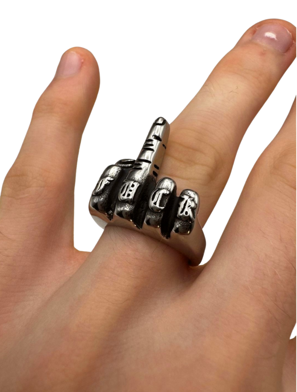 Silver middle finger ring