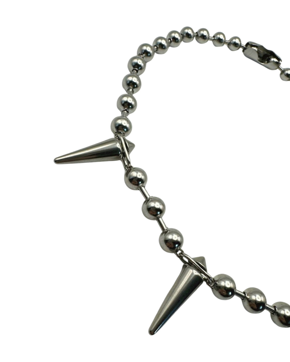 SILVER BEADED SPIKE CHAIN