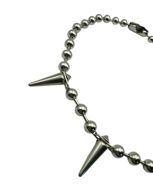 SILVER BEADED SPIKE CHAIN