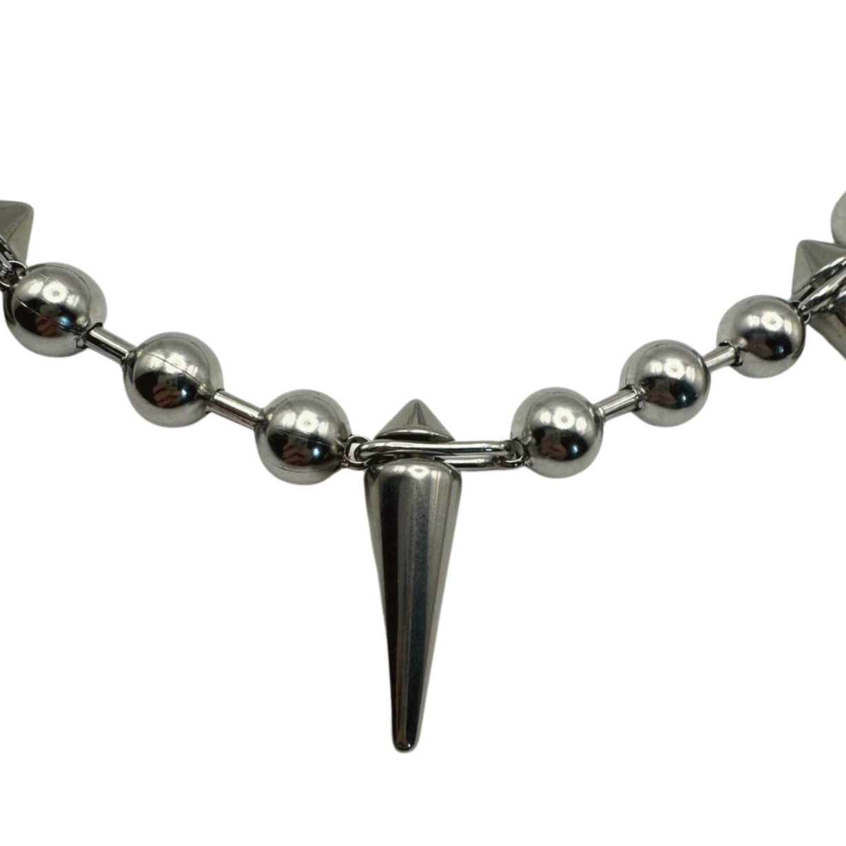 SILVER BEADED SPIKE CHAIN