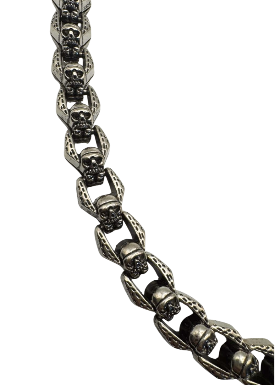 SILVER FORGED SKULL BELT CHAIN