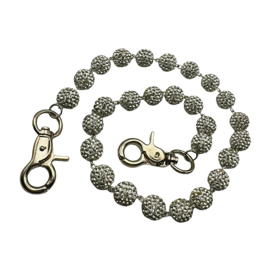 WHITE BEADED CYRTSAL BELT CHAIN