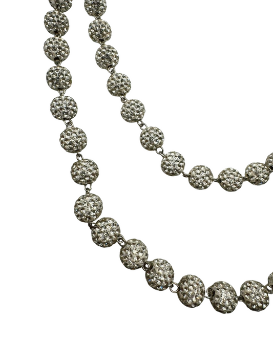 WHITED BEADED CYSTAL DOUBLE BELT CHAIN