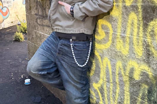 WHITE BEADED CYRTSAL BELT CHAIN