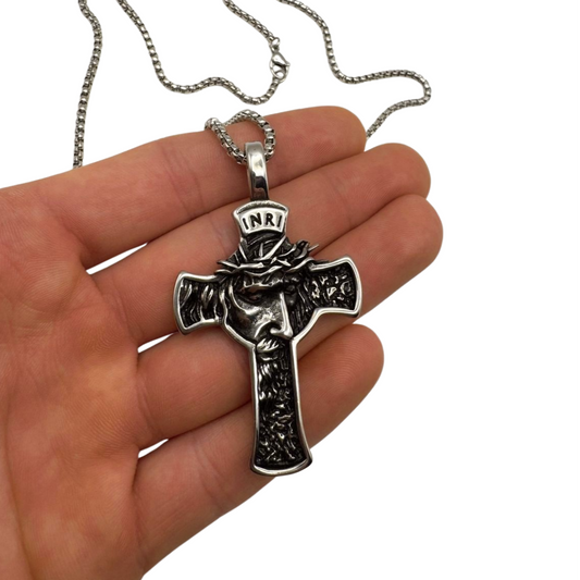 SILVER JESUS CROSS