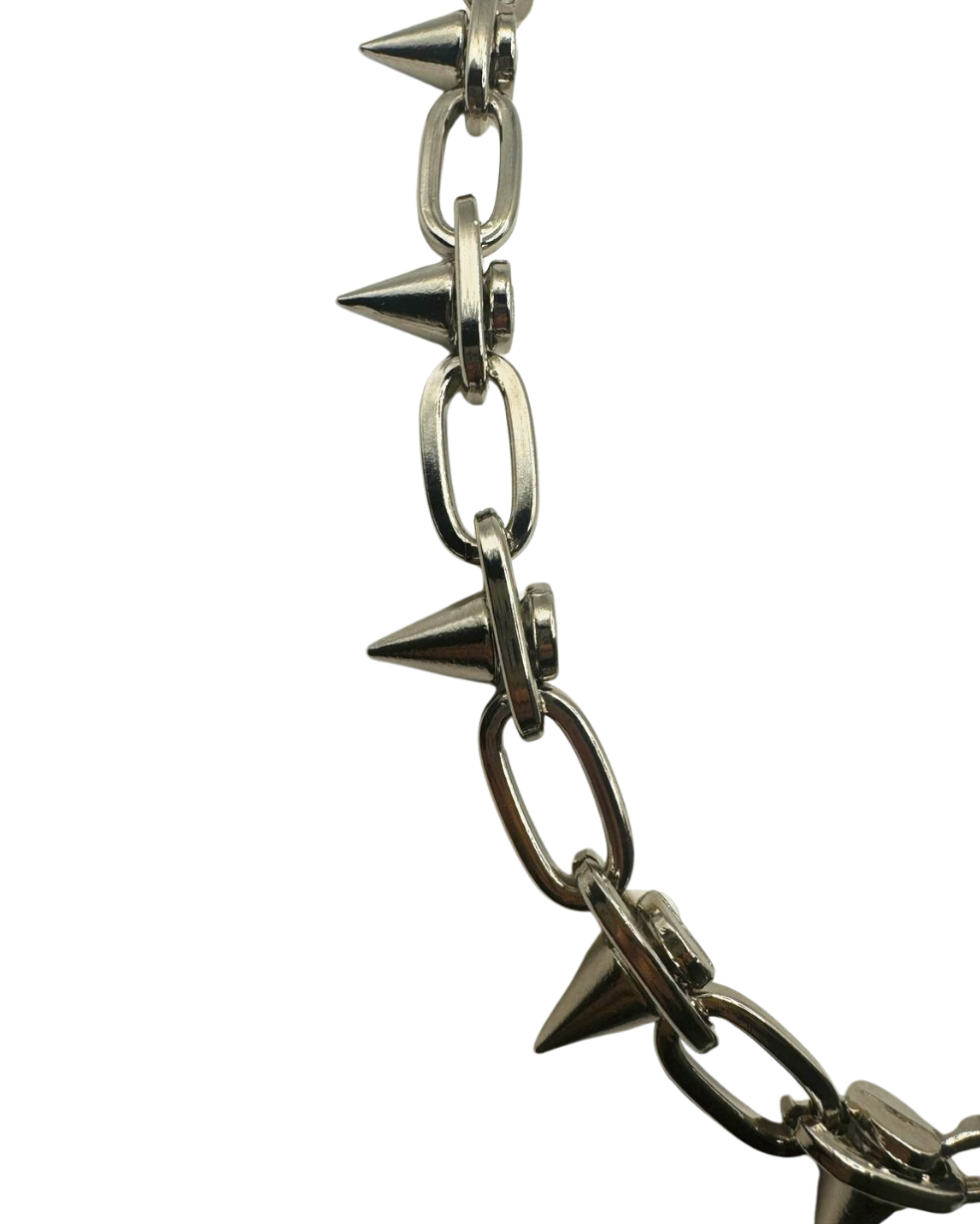 SILVER SPIKED CHAIN BELT