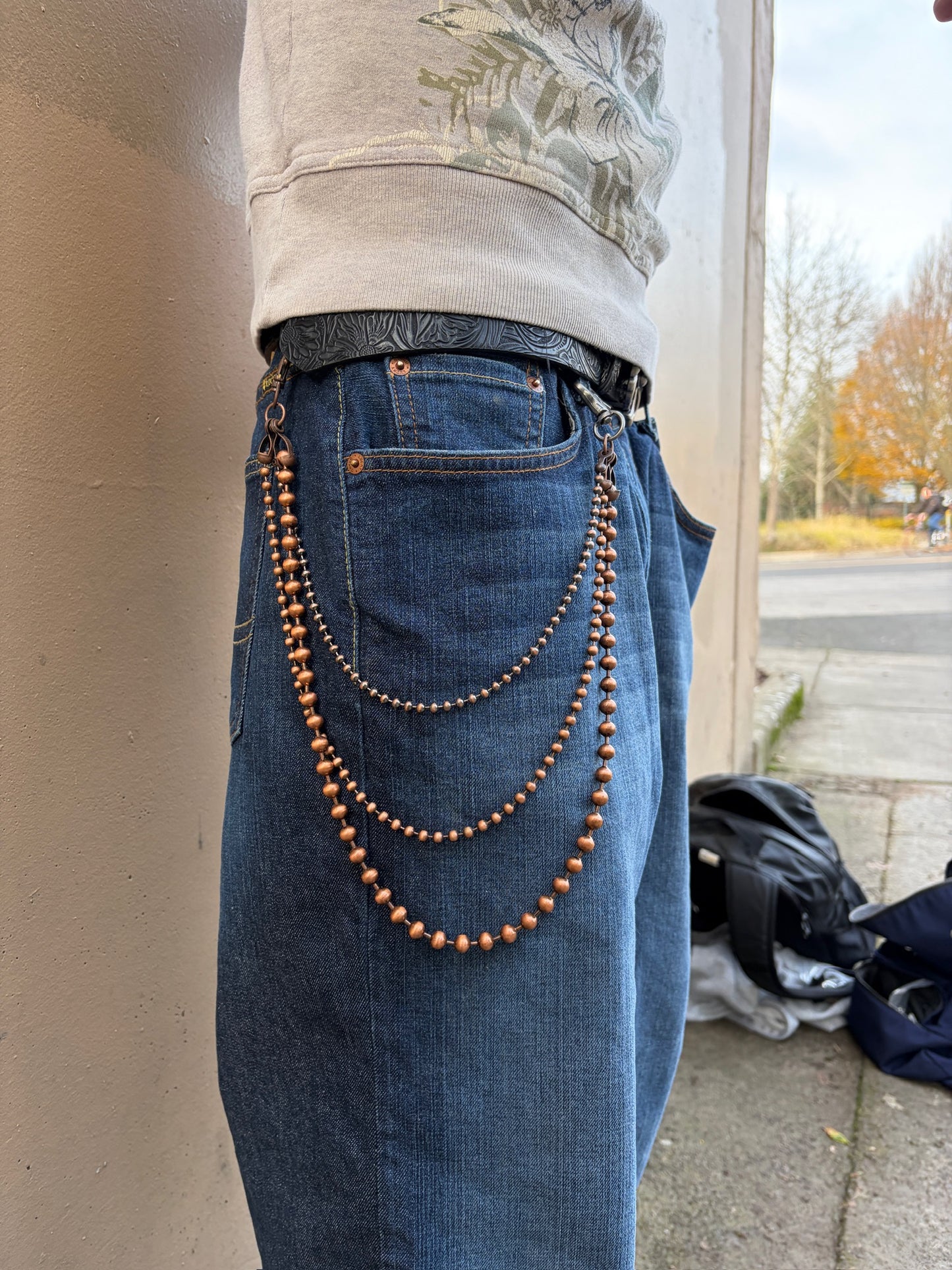 BRONZE TRIPLE BEADED CHAIN