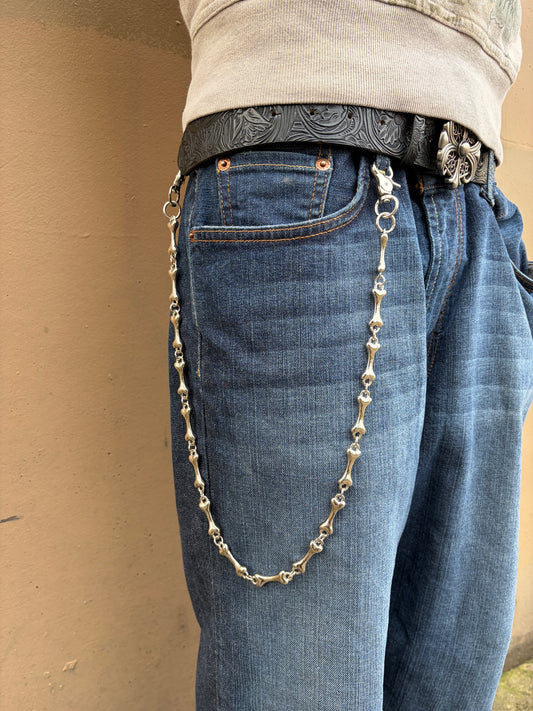 SILVER BONE LINK BELT CHAIN