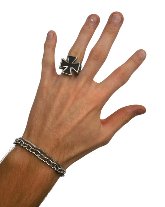 SILVER IRON CROSS RING