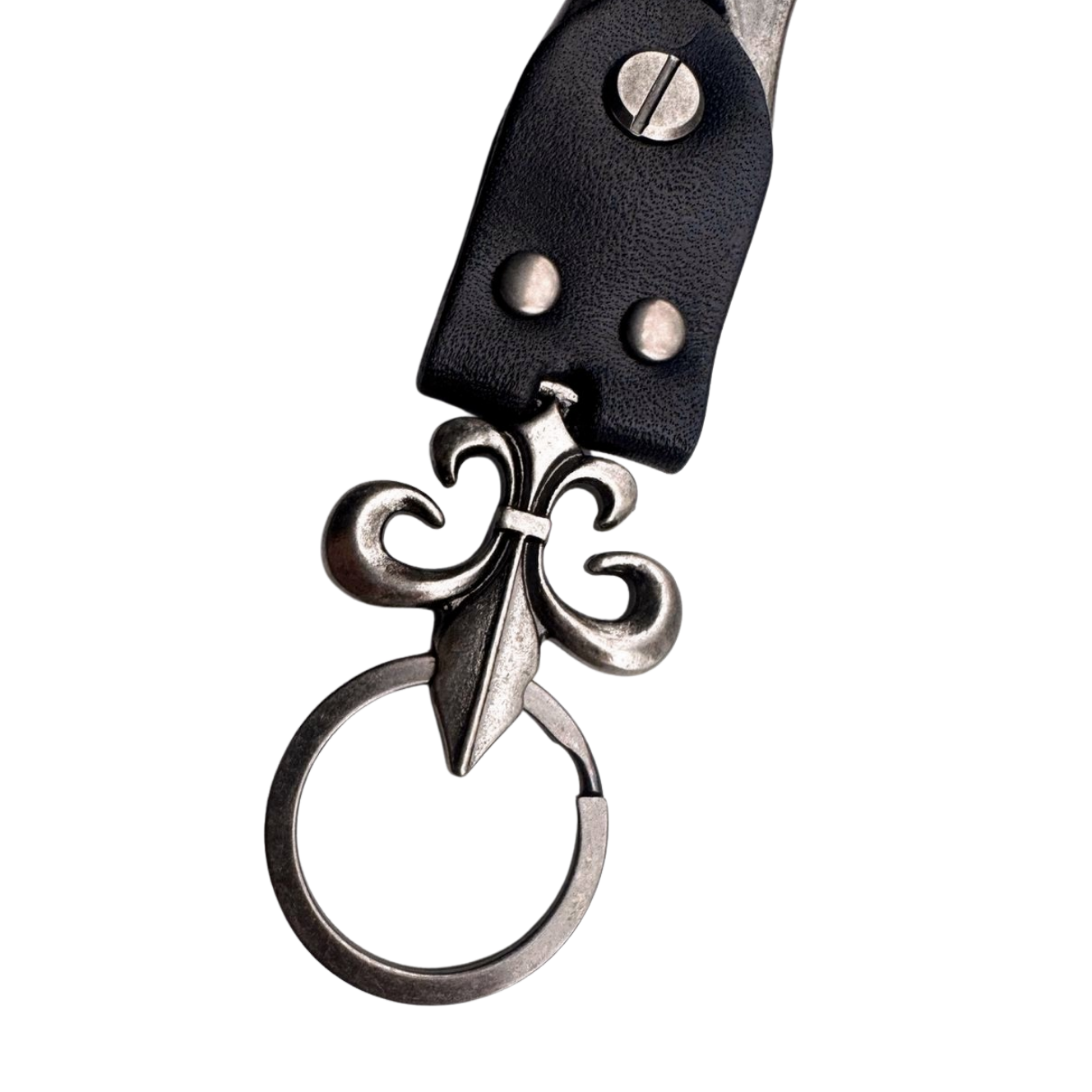 ONYX FLEUR DE LIS KEYCHAIN