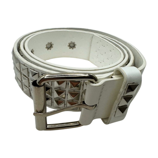 WHITE STUDDED BIKER BELT