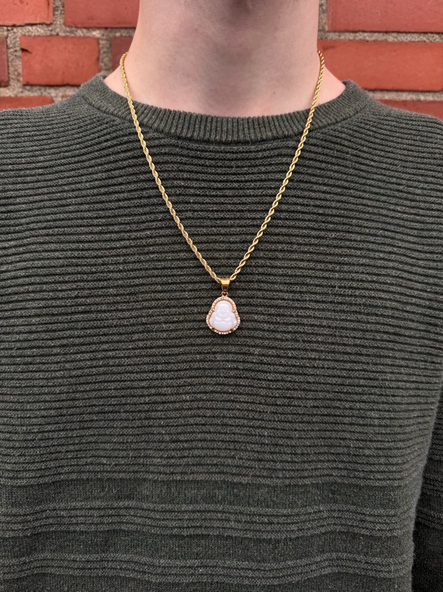 WHITE BHUDDA GEMSTONE CHAIN