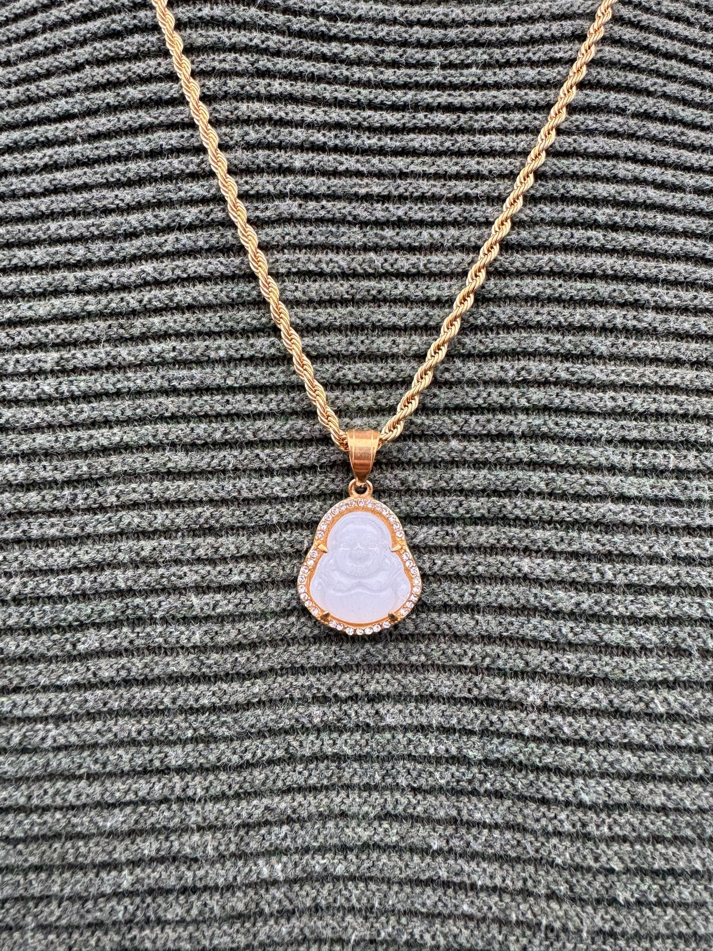 WHITE BHUDDA GEMSTONE CHAIN