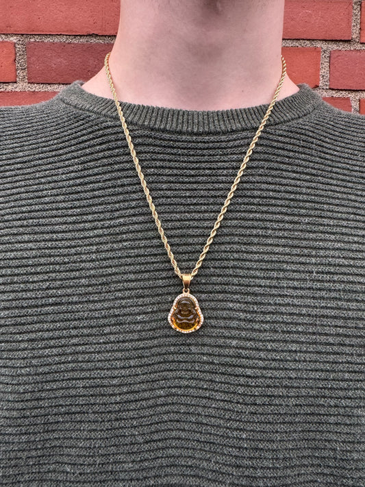 YELLOW BHUDDA GEMSTONE CHAIN