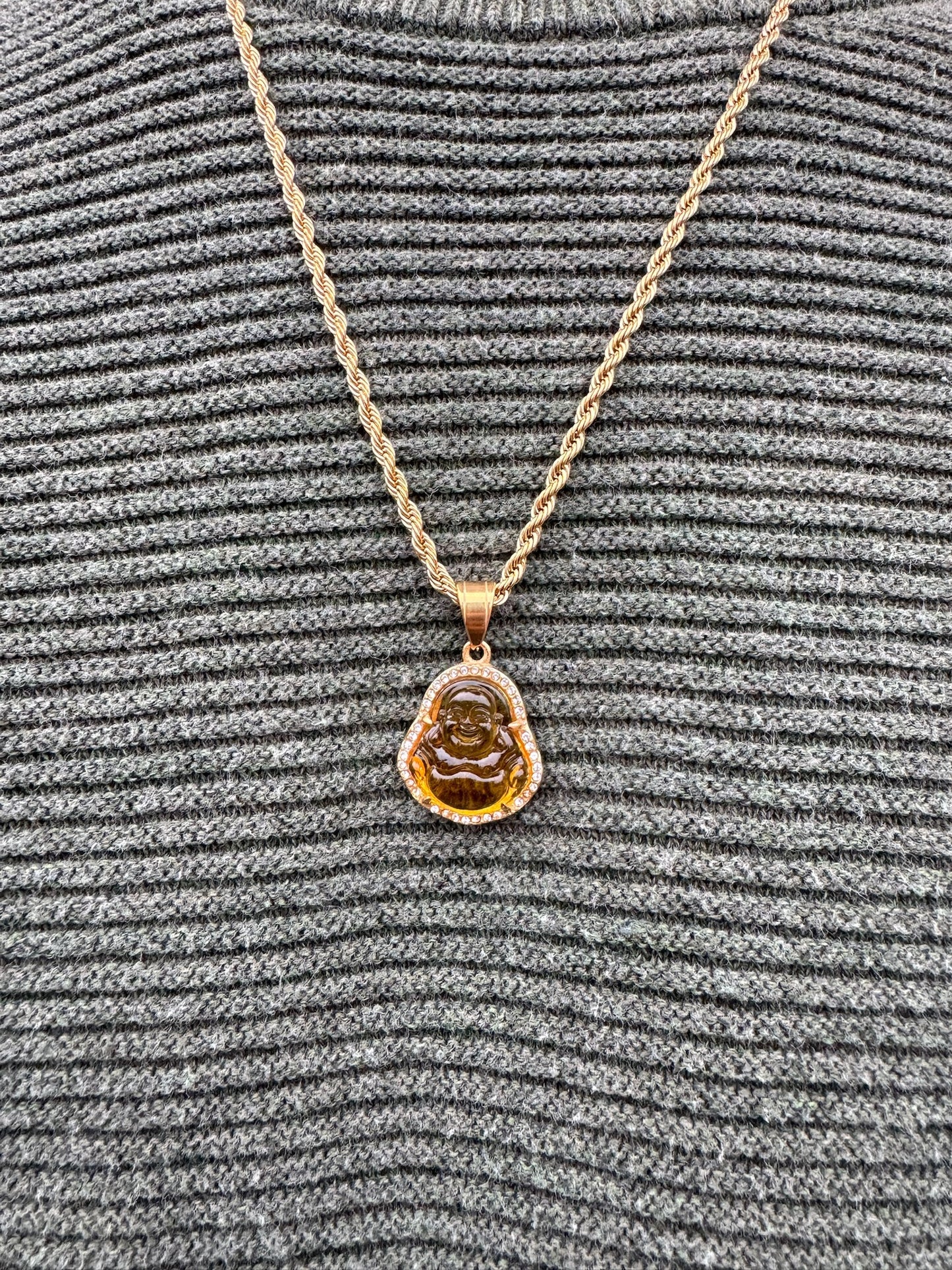 YELLOW BHUDDA GEMSTONE CHAIN