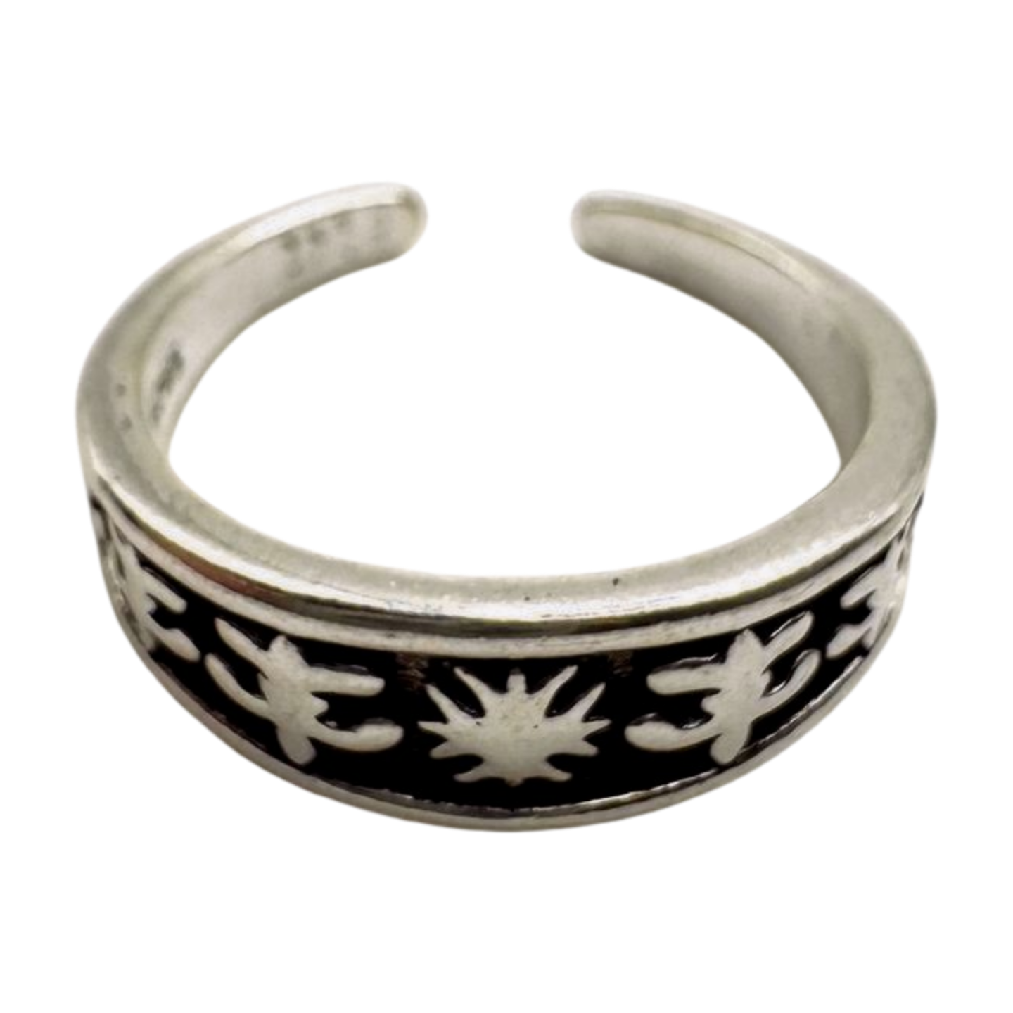 SILVER SUNBURST BAND RING