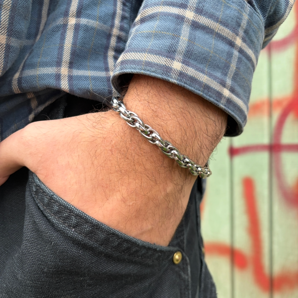 SILVER ROPE CHAIN BRACELET