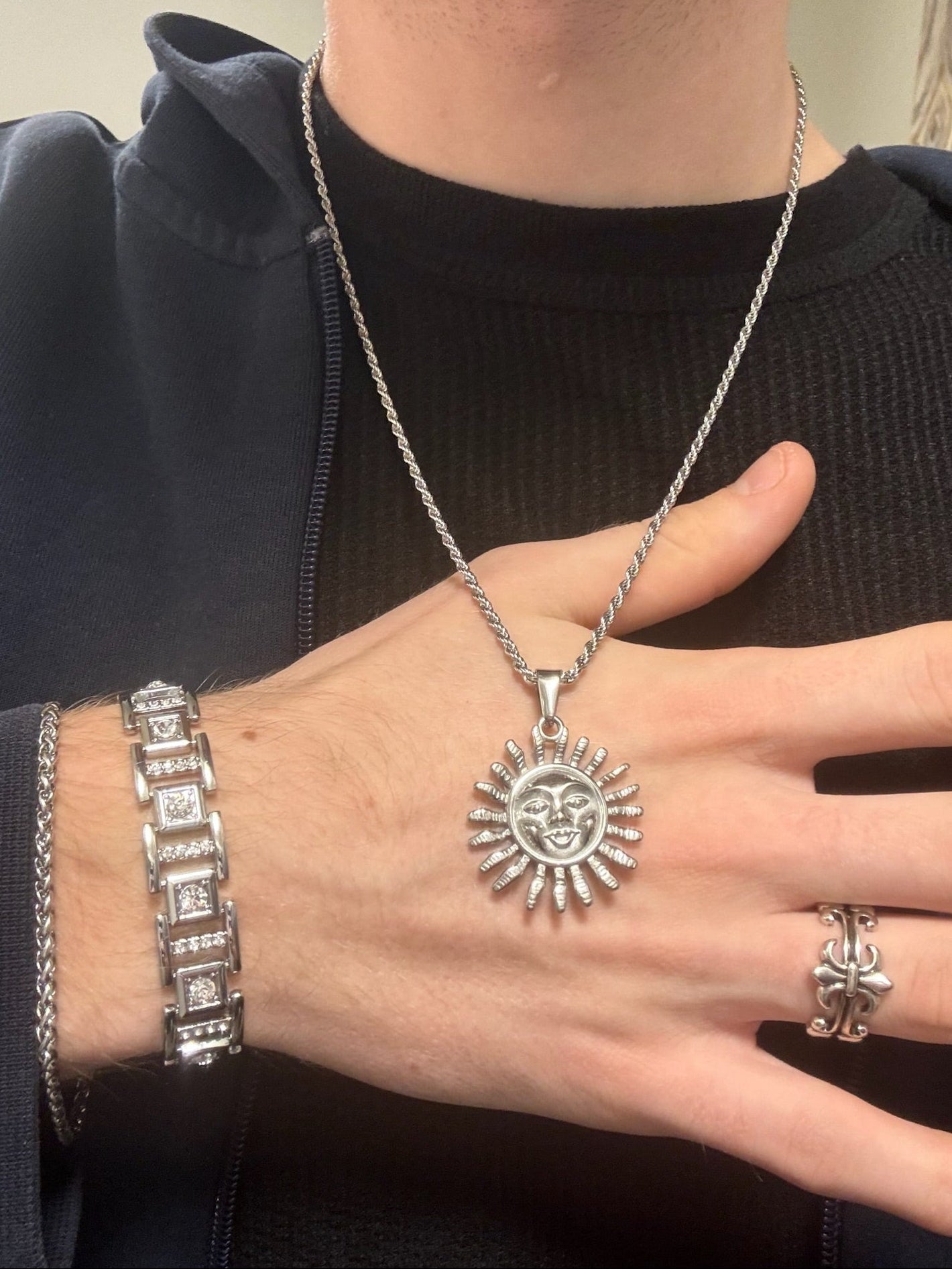 SILVER EMPIRE SUN NECKLACE